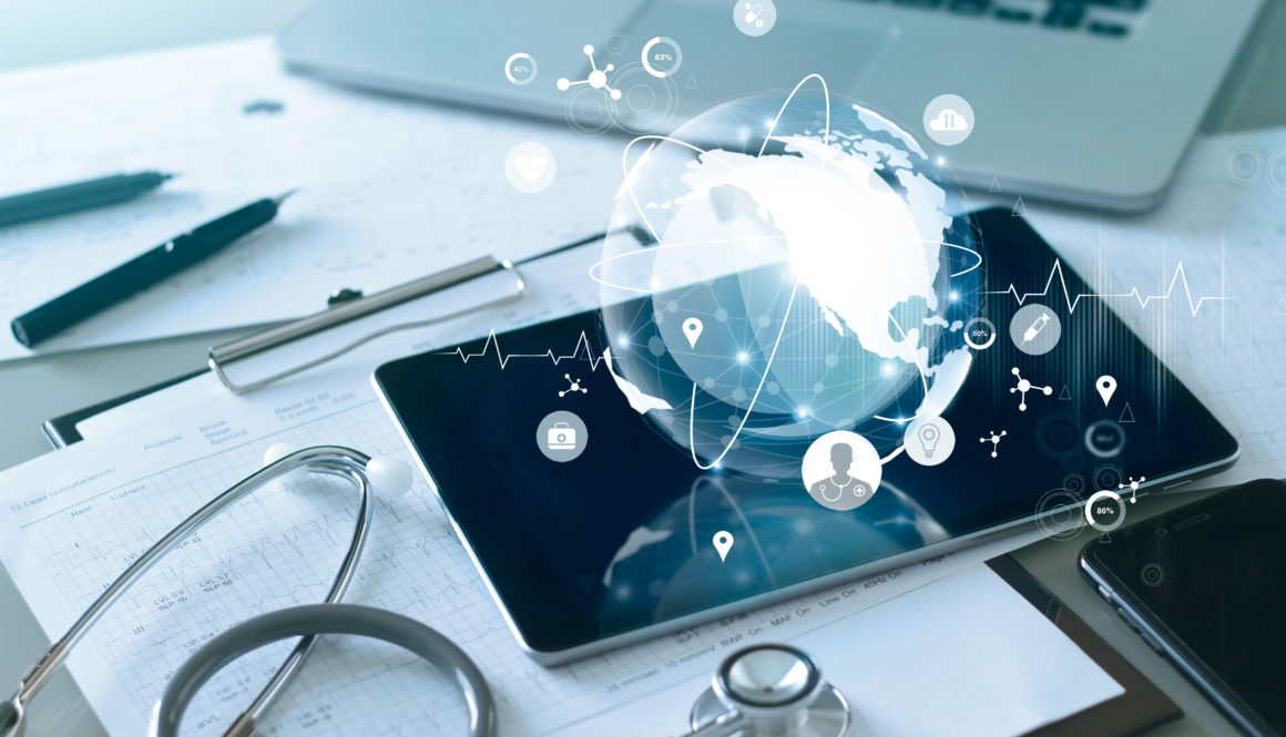 Medical global networking and healthcare global network connection on tablet, Medical technology.