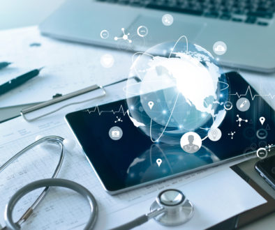 Medical global networking and healthcare global network connection on tablet, Medical technology.